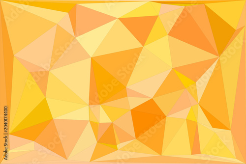 Orange and yellow low poly art with warm sunset tones in a complex geometric composition.