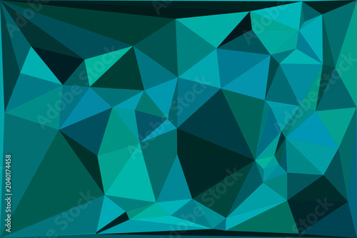Teal colored low poly geometric background with abstract triangular shapes and gradients.
