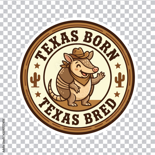 Texas born texas bred armadillo mascot logo