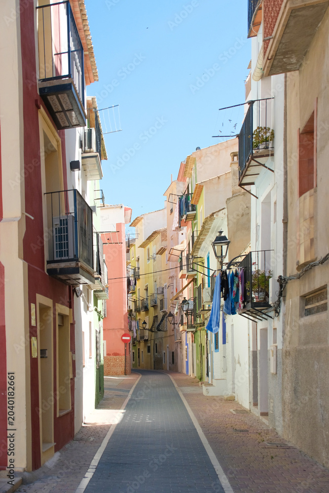 Fototapeta premium Historic and Colorful Streets of Villajoyosa Old Town, Spain