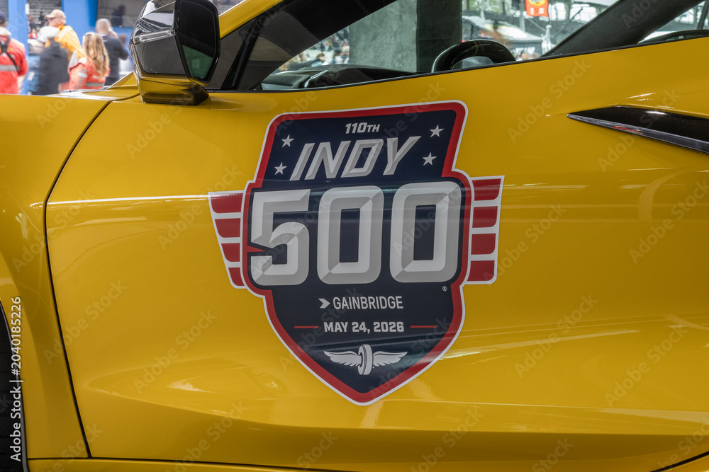 Fototapeta premium Indy 500 official logo at Indianapolis Motor Speedway. Home of the Indianapolis 500, IMS is The Racing Capital of the World.