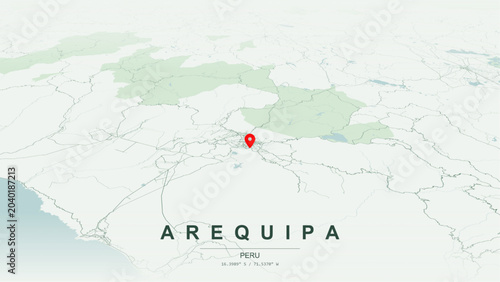 Tableau sur toile Modern minimalist vector map of Arequipa, Peru