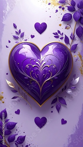 Purple heart shaped flower arrangement bouquet.