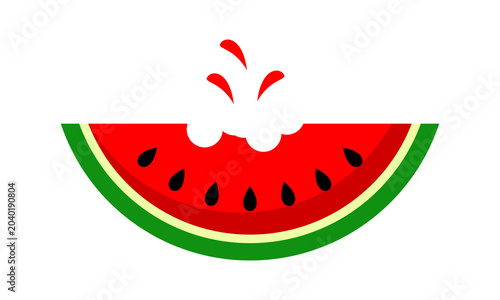 bitten watermelon slice illustration logo