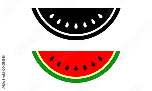 black and red watermelon vector logo icon