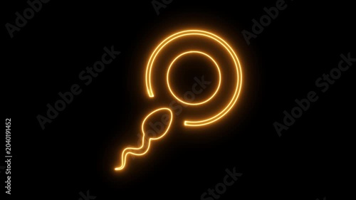 Sperm neon icon 4K video animation	