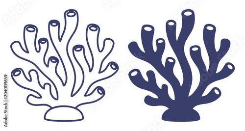 Foto coral vector illustration set sea life marine animal aquatic on transparent back