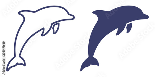 Photos dolphin silhouette icon set animal aquatic marine mammal on transparent backgrou
