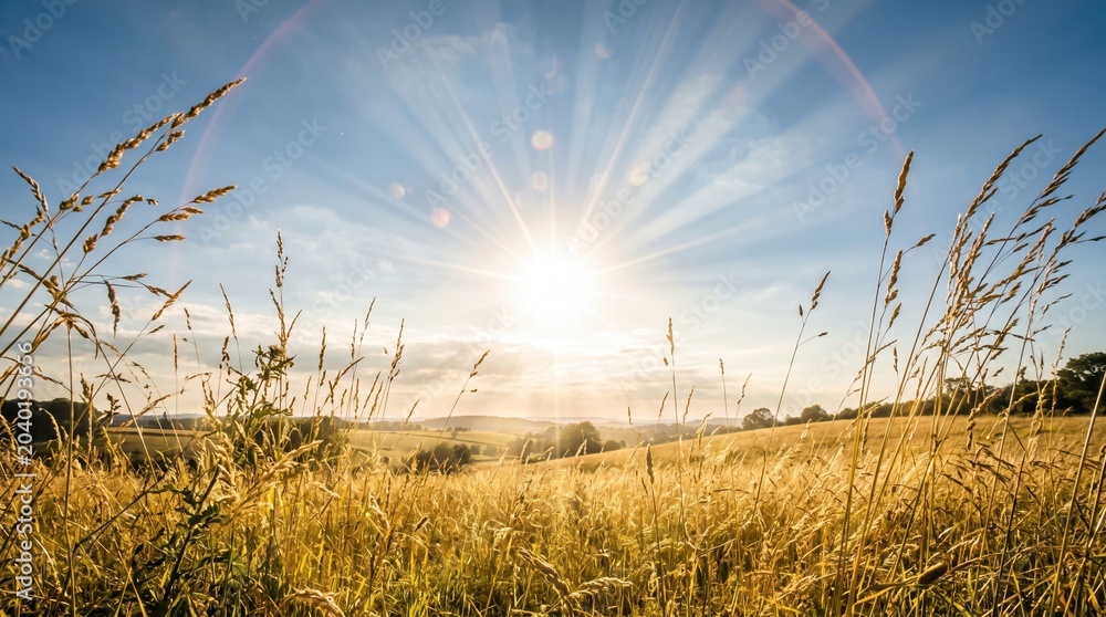 Fototapeta premium Warm Sunlight on Golden Summer Field