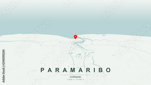 Bild auf Leinwand Modern minimalist vector map of Paramaribo, Suriname