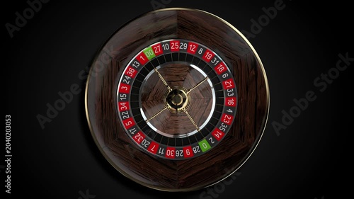 Casino Roulette Wheel Spinning Seamless Loop on Dark Background - Top View