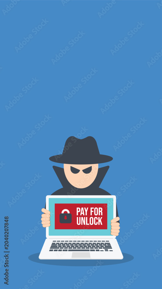 Φωτογραφία Ransomware Cyber Attack Concept – Hacker Demanding Payment to Unlock Laptop, Mal