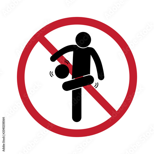 No Football Playing Sign Icon, Soccer Prohibition Symbol, Flat Vector Illustration.