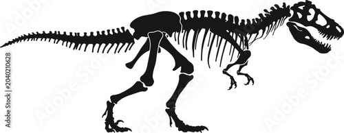Obraz na płótnie Silhouette of a Tyrannosaurus Rex dinosaur skeleton in a side profile view with
