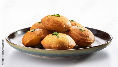 plate of tasty kachori with on white background