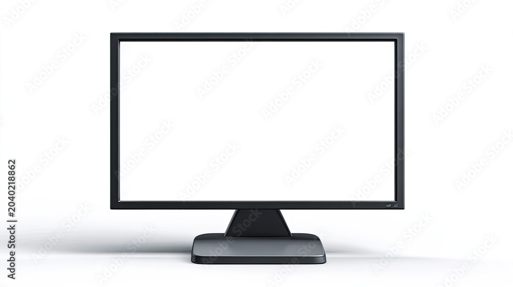 Fototapeta premium Modern Flat Screen Computer Monitor Display on White Background.