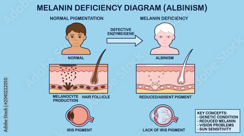 Bild auf Leinwand Melanin Deficiency Diagram for Medical Education Purposes