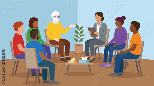 Tableau sur toile Group Therapy Session Including Participant With Albinism