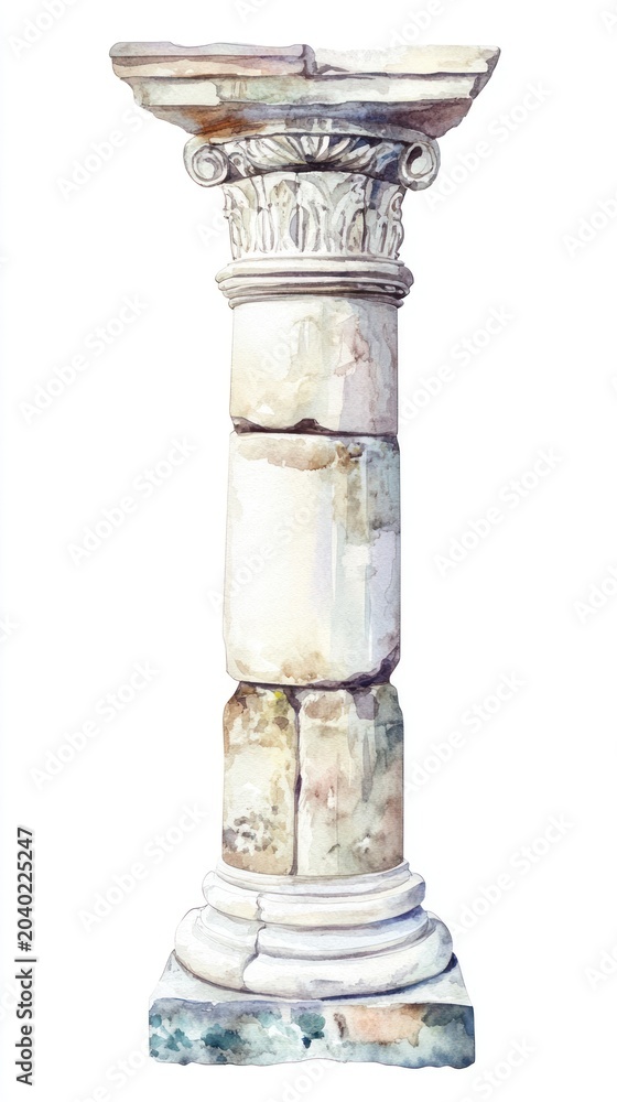 Naklejka premium Ancient watercolor column illustration