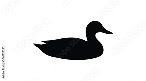 Photos Black Duck Silhouette On White Background Minimalist Wildlife Shape