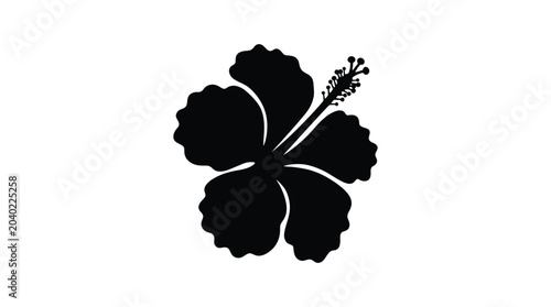 Bild auf Leinwand Hibiscus Flower Silhouette On White Background Minimalist Botanical Design