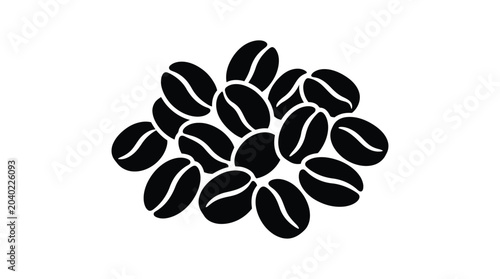 Photography Coffee Beans Silhouette Flat Black Vector Illustration On White Background
