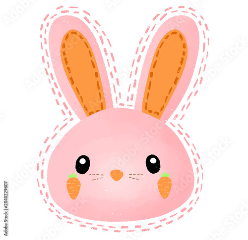 Rabbit  pink color gif elements 