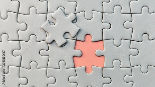 Tableau sur toile Concept of mismatch and incorrect solution with a white puzzle piece placed in the wrong position over a missing gap
