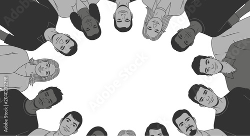 Fotografi Diverse group of people looking down.