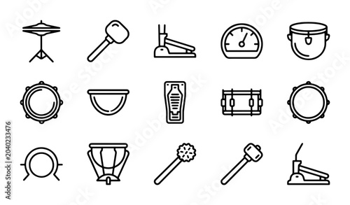 Photos Drum Kit Icons, Music Percussion Vector Elements, Musical Instrument Set, Audio