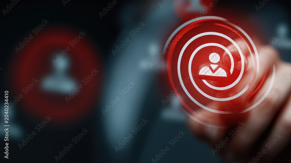 Fototapeta premium HRM or Human Resource Management, manager icon which is among staff icons for human development recruitment leadership and customer target, resume, interview. generate by AI