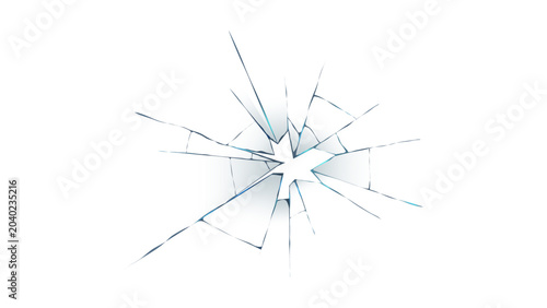 Fotografie Broken shattered glass texture isolated on white background