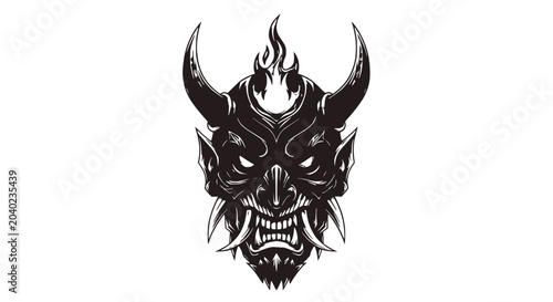 Bild auf Leinwand Japanese Oni Demon Mask Illustration.