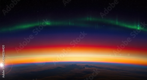 Vibrant aurora borealis in space.