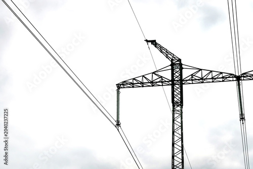 Electrical transmission structure with overhead power lines obec Vrbatky, Czech Republic - May 3, 2026