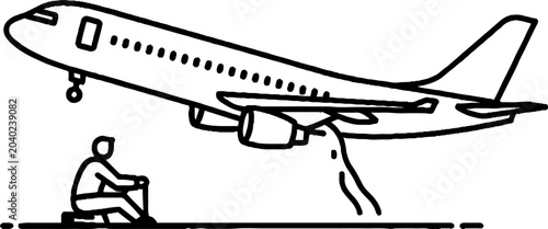Air Traffic Controller Directing Large Passenger Airplane.