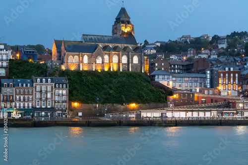Konstfotografi Views of Le Treport, seaside resort in Normandy, France, with white cliffs along