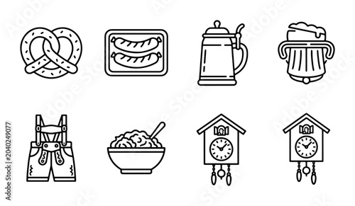 Canvastavla Oktoberfest Icons: Bavarian Food, Drink, and Culture Vector Set