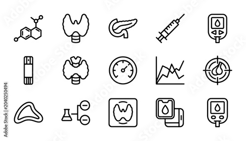 Foto Medical Icons: Diabetes, Thyroid, Pancreas, Chemistry, Blood Glucose Monitoring