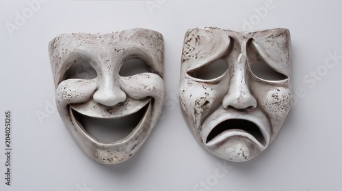 Comedy and Tragedy Masks Symbolizing Duality of Human Emotion.