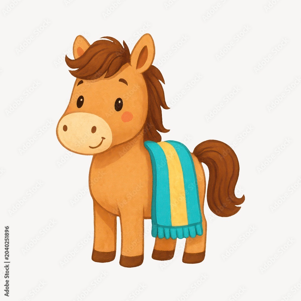Obraz premium Cute cartoon horse illustration