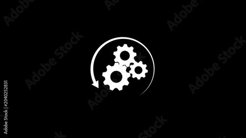 process gear animation with circular arrow workflow automation system.