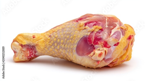 Raw Chicken Drumstick Isolated on White Background Healthy Food Ingredient.