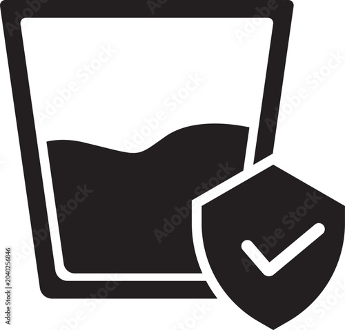 Safe Drinking Water Icon with Check Mark