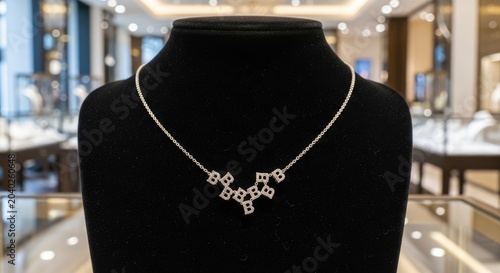 Luxury diamond necklace on black velvet display
