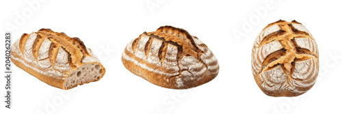Obraz na plátne Collection of fresh artisanal sourdough bread loaves isolated on a white backgro