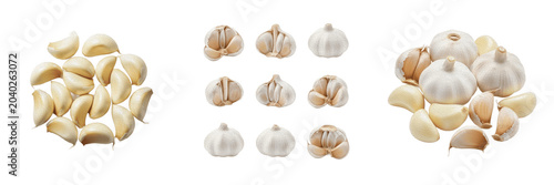Εκτύπωση καμβά set, High quality collection of fresh white garlic bulbs and individual peeled c