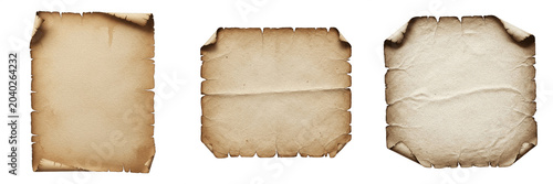 Bild auf Leinwand Set vintage aged old paper scrolls isolated on white background for historic pro