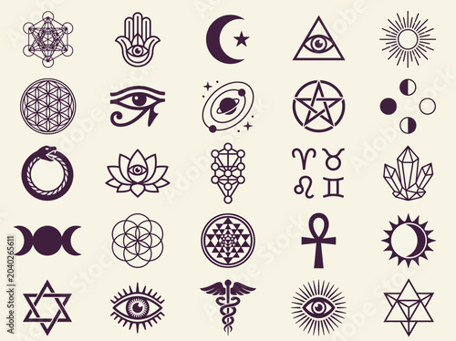 Tableau sur toile Sacred Geometry, Esoteric and Occult Symbols Collection - 25 Mystical Spiritual