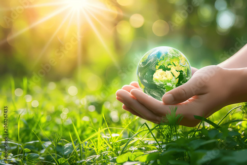 A person is holding a globe in their hand